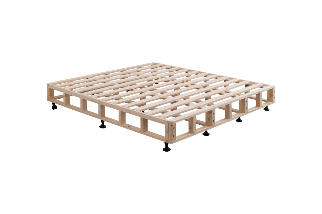 Mattress Base Ensemble King Size Solid Wooden Slat in Black with Removable Cover