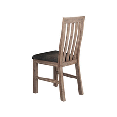 2x Wooden Frame Leatherette in Solid Wood Acacia & Veneer Dining Chairs in Oak Colour