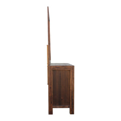 Dresser with 6 Storage Drawers in Solid Acacia & Veneer With Mirror in Chocolate Colour