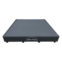 Mattress Base Ensemble King Size Solid Wooden Slat in Black with Removable Cover