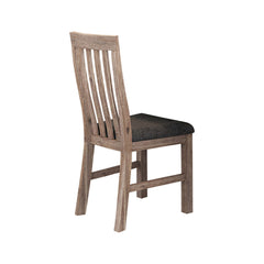 2x Wooden Frame Leatherette in Solid Wood Acacia & Veneer Dining Chairs in Oak Colour