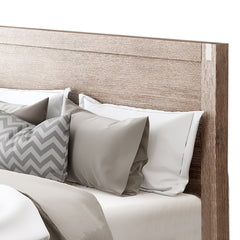 Bed Frame King Size in Solid Wood Veneered Acacia Bedroom Timber Slat in Oak