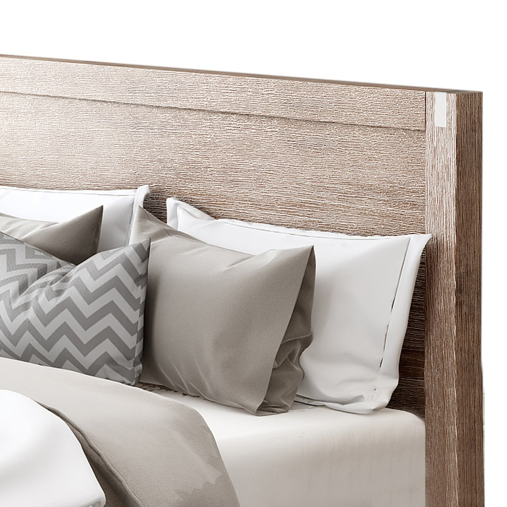 Bed Frame Queen Size in Solid Wood Veneered Acacia Bedroom Timber Slat in Oak