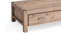 Coffee Table Solid Acacia Wood & Veneer 1 Drawers Storage Oak Colour