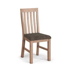 2x Wooden Frame Leatherette in Solid Wood Acacia & Veneer Dining Chairs in Oak Colour