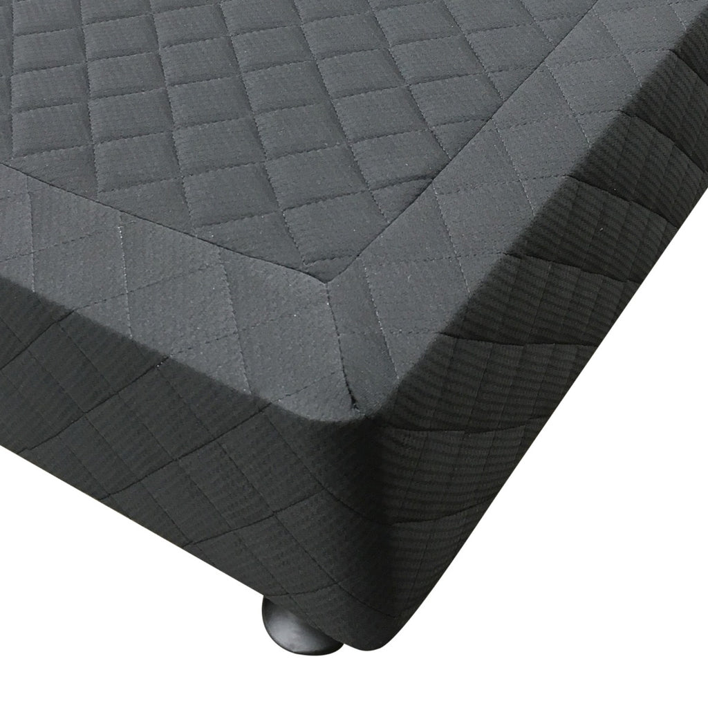 Mattress Base Ensemble King Size Solid Wooden Slat in Black with Removable Cover