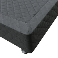 Mattress Base Ensemble King Size Solid Wooden Slat in Black with Removable Cover