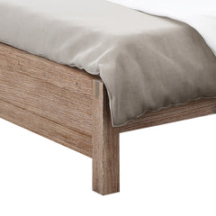 Bed Frame Queen Size in Solid Wood Veneered Acacia Bedroom Timber Slat in Oak