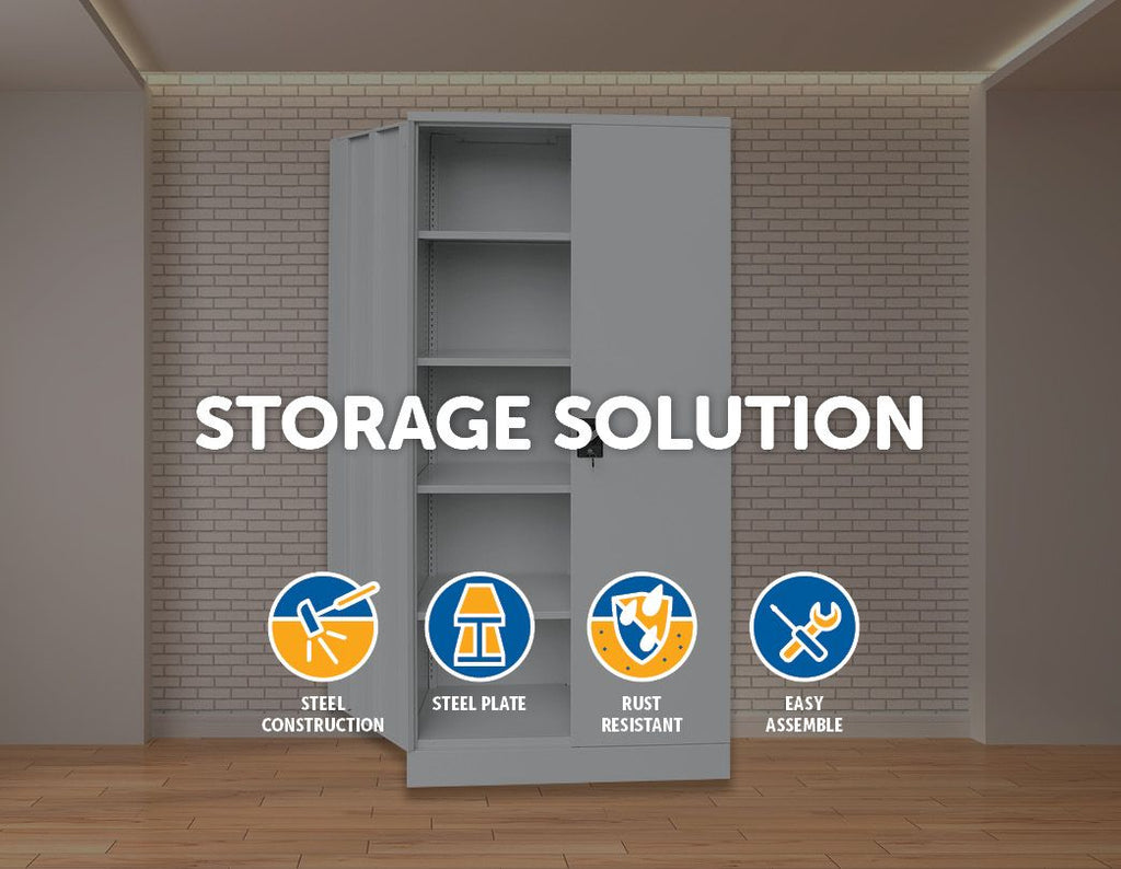 Two-Door Shelf Office Gym Filing Storage Locker Cabinet Safe