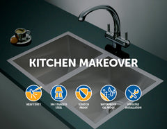 770x450mm Handmade Stainless Steel Undermount / Topmount Kitchen Sink with Waste