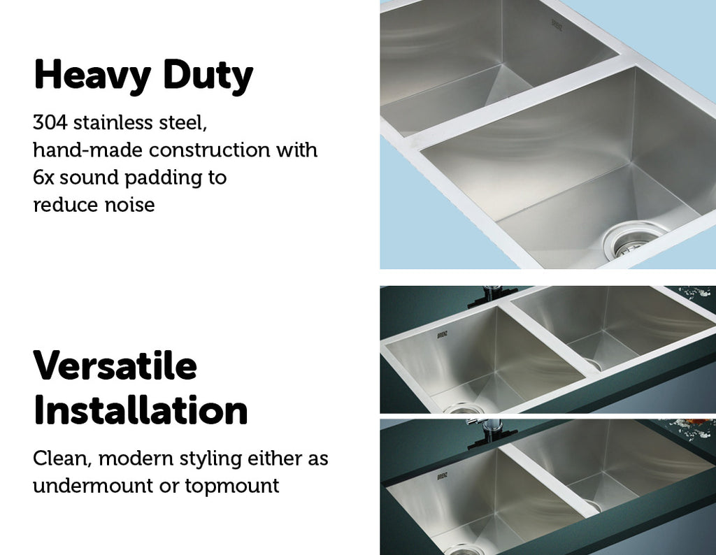 770x450mm Handmade Stainless Steel Undermount / Topmount Kitchen Sink with Waste