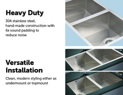 770x450mm Handmade Stainless Steel Undermount / Topmount Kitchen Sink with Waste