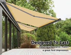 5.0m x 3.0m Retractable Folding Arm Awning Heavy Duty Full Cassette Motorised