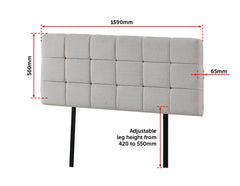 Linen Fabric Queen Bed Deluxe Headboard Bedhead - Beige
