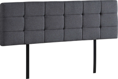 Linen Fabric King Bed Deluxe Headboard Bedhead - Grey