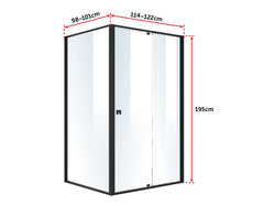 Semi Frameless Shower Screen (114~122)x 195cm & (98~101)x195cm Side AS/NZS Glass