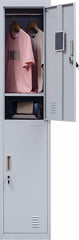Standard Lock 2-Door Vertical Locker for Office Gym Shed School Home Storage Grey