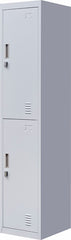 Padlock-operated lock 2-Door Vertical Locker for Office Gym Shed School Home Storage Grey