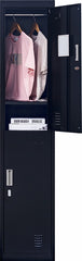 Padlock-operated lock 2-Door Vertical Locker for Office Gym Shed School Home Storage Black