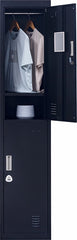 3-Digit Combination Lock 2-Door Vertical Locker for Office Gym Shed School Home Storage Black