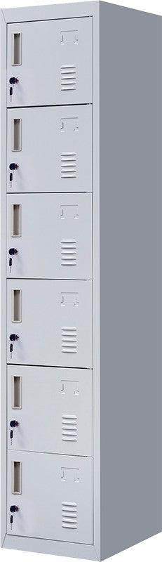 Standard Lock 6-Door Locker for Office Gym Shed School Home Storage Grey