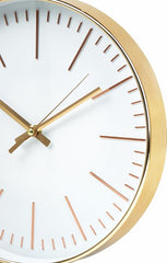 Modern Wall Clock Silent Non-Ticking Quartz Battery Operated Round Gold