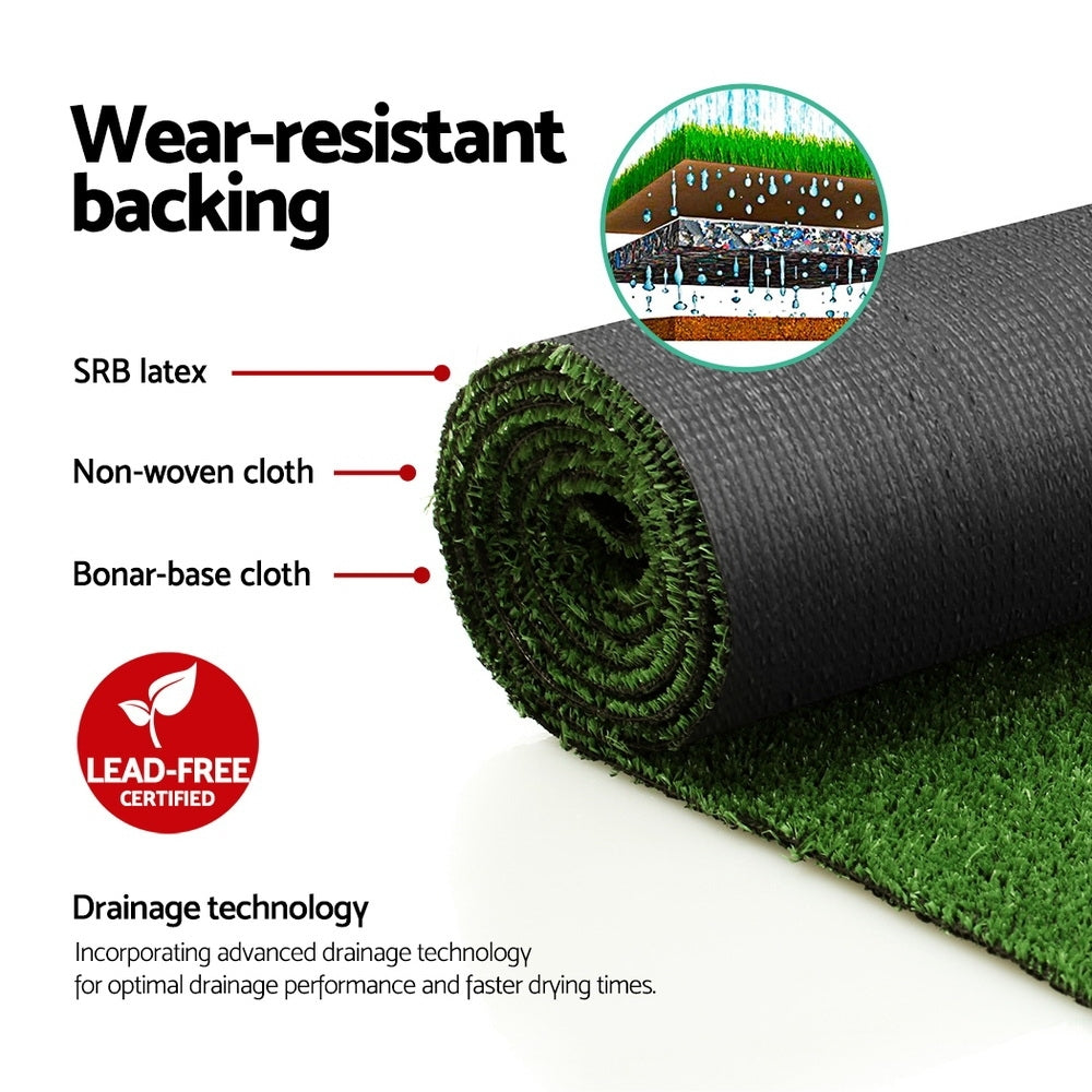 Prime Turf Artificial Grass 2mx5m 10mm Synthetic Fake Lawn Turf Plant Plastic Olive