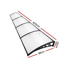 Instahut Window Door Awning Door Canopy Patio UV Sun Shield Transparent 1mx4m DIY