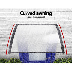 Instahut Window Door Awning Door Canopy Patio UV Sun Shield Transparent 1mx4m DIY