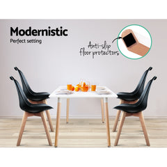 Artiss Dining Chairs Set of 4 Leather Plastic DSW Replica Wooden Black