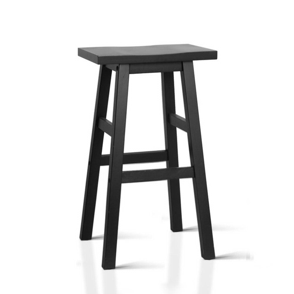 Artiss Bar Stools Kitchen Counter Stools Wooden Chairs Black x2