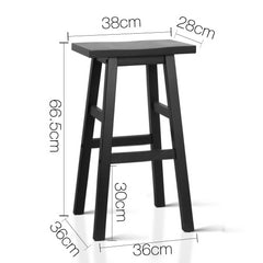 Artiss Bar Stools Kitchen Counter Stools Wooden Chairs Black x2