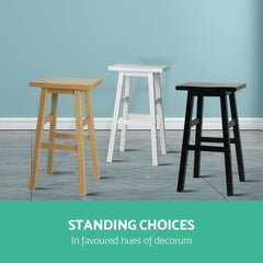 Artiss Bar Stools Kitchen Counter Stools Wooden Chairs Black x2