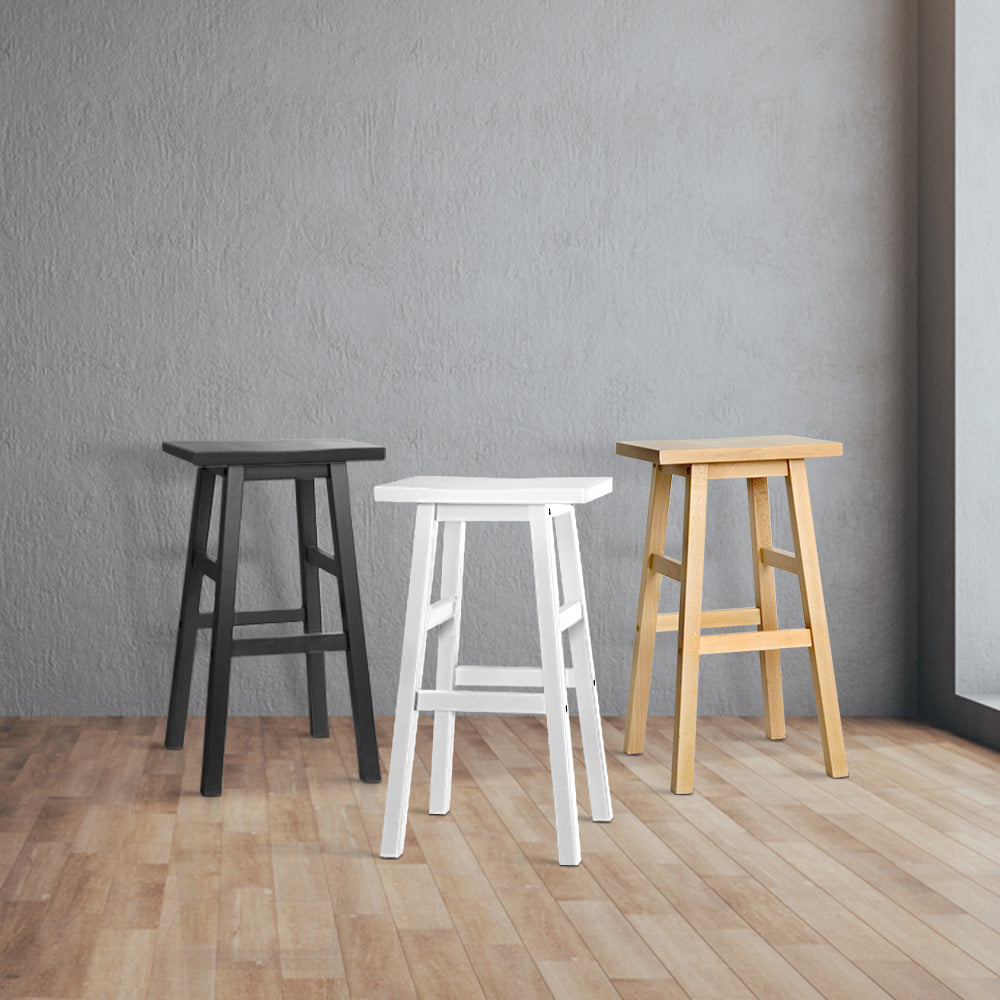 Artiss Set of 4 Beech Wood Bar Stools - Black
