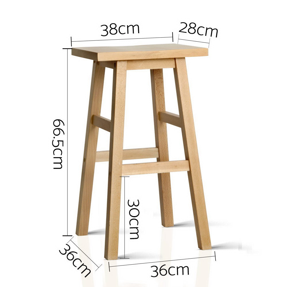 Artiss Bar Stools Kitchen Counter Stools Wooden Chairs Natural x2