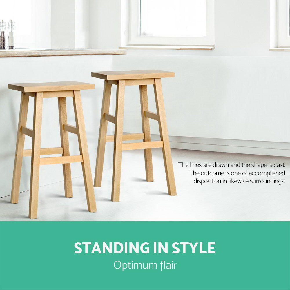 Artiss Bar Stools Kitchen Counter Stools Wooden Chairs Natural x2