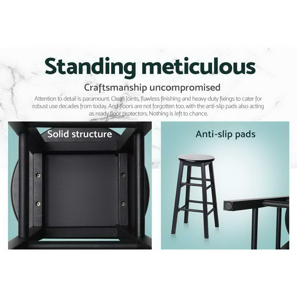 Artiss 2x Bar Stools Round Chairs Wooden Black
