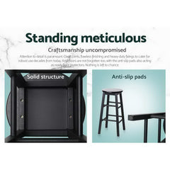 Artiss 2x Bar Stools Round Chairs Wooden Black