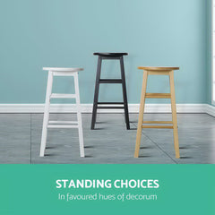 Artiss 2x Bar Stools Round Chairs Wooden Black