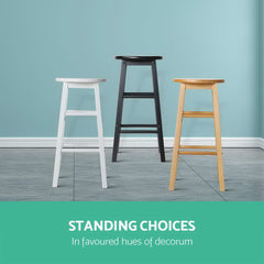 Artiss 2x Bar Stools Round Chairs Wooden Nature