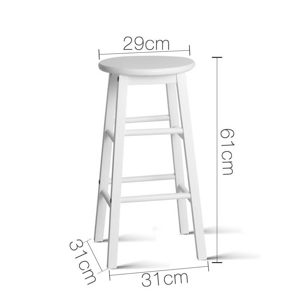 Artiss 2x Bar Stools Round Chairs Wooden White