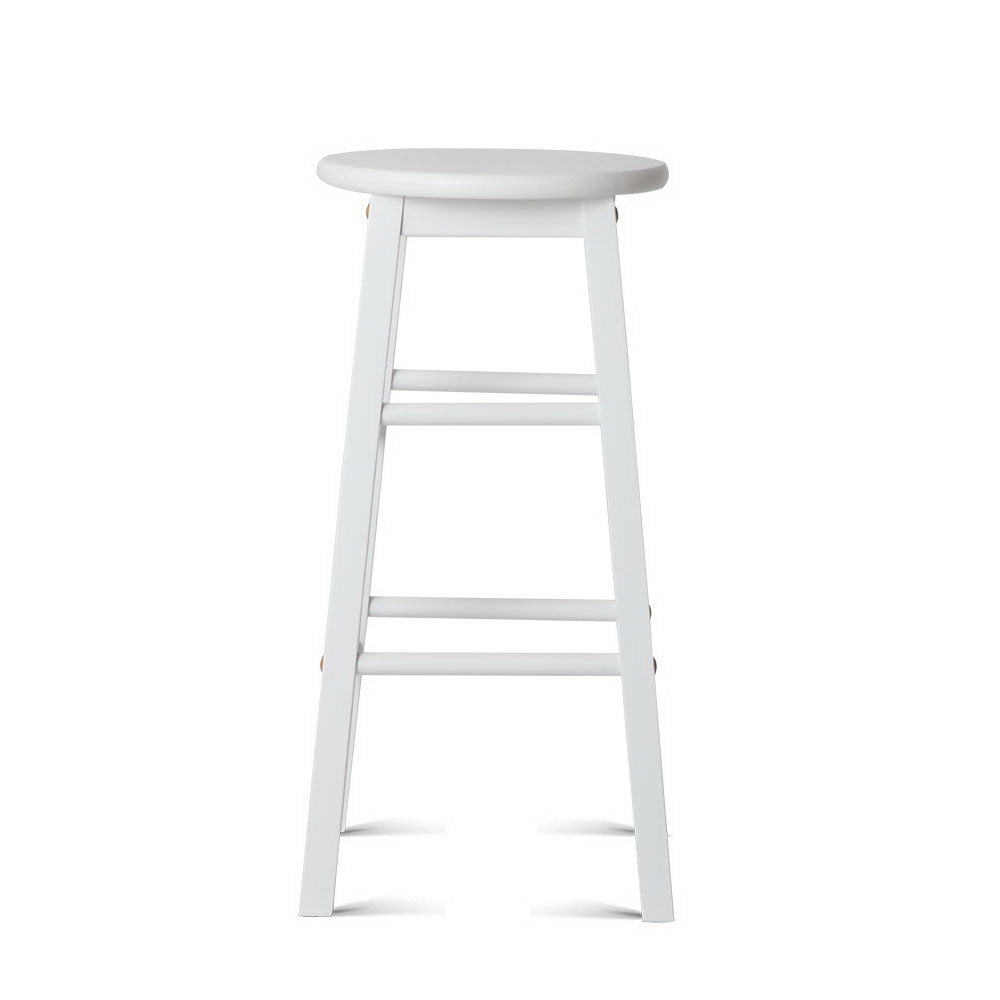 Artiss 2x Bar Stools Round Chairs Wooden White