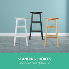Artiss 2x Bar Stools Round Chairs Wooden White