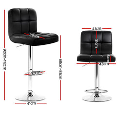 Artiss Set of 4 Bar Stools Gas lift Swivel - Steel and Black