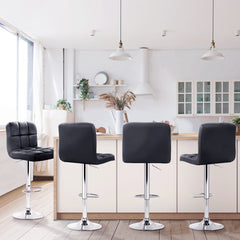Artiss Set of 4 Bar Stools Gas lift Swivel - Steel and Black