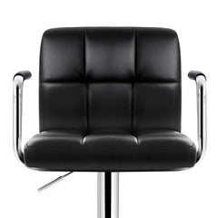 Artiss 2x Bar Stools Leather Gas Lift w/Armrest Black