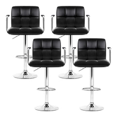 Artiss Set of 4 Bar Stools Gas lift Swivel Armrests - Steel and Black