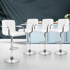 Artiss Set of 4 Bar Stools Gas lift Swivel - Steel and White
