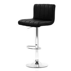 Artiss 2x Bar Stools Gas Lift Leather Chairs Black