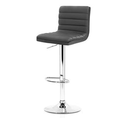 Artiss 2x Bar Stools Padded Leather Gas Lift Grey